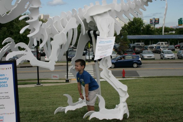 T-Rex costume by Jamie Price at the 2013 Nashville Mini Maker Faire. Photo by Becky Fox Matthews.